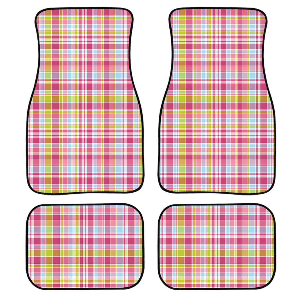 Cotton Candy Pastel Plaid Pattern Print Front And Back Car Floor Mats