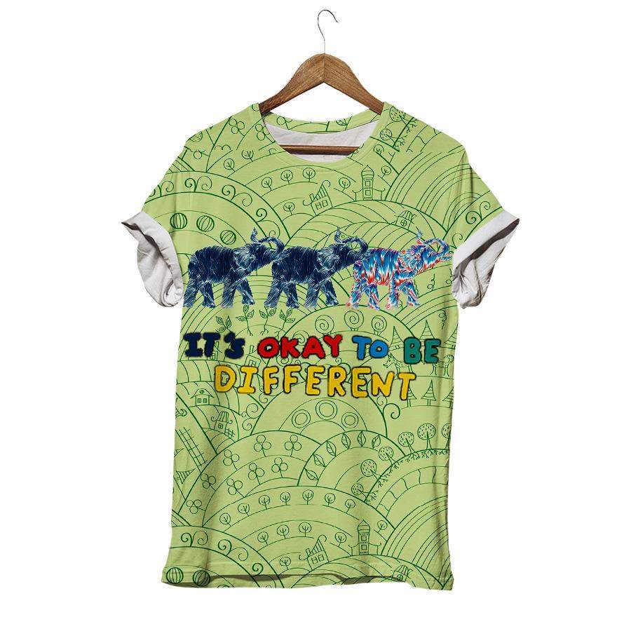 It’s Ok To Be Different Green Elephant T-shirt