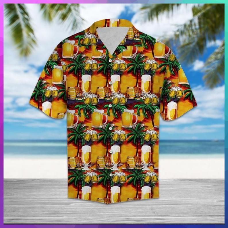 Beer Palm Tree Multicolor Unique Design Hawaii Shirt Ha54089