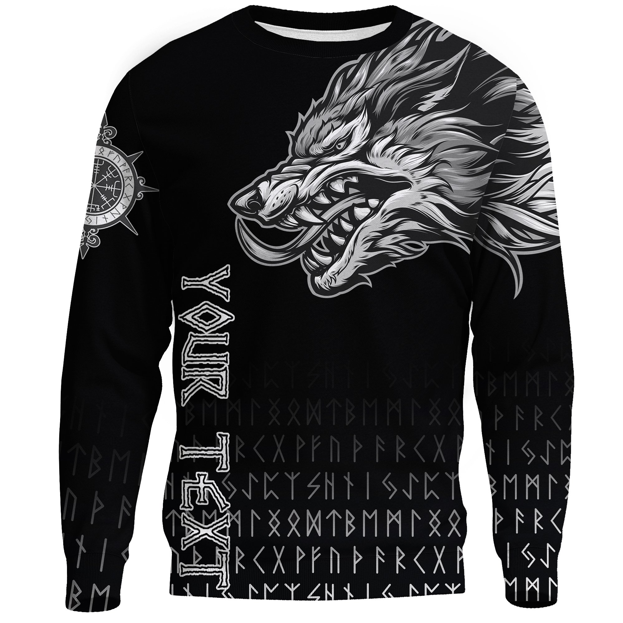 (Custom) Viking Style Sweatshirt Fenrir Wolf Near Shoulder A27