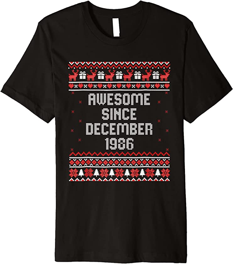 Awesome Since December 1986 36th Birthday Ugly Christmas Premium T-Shirt