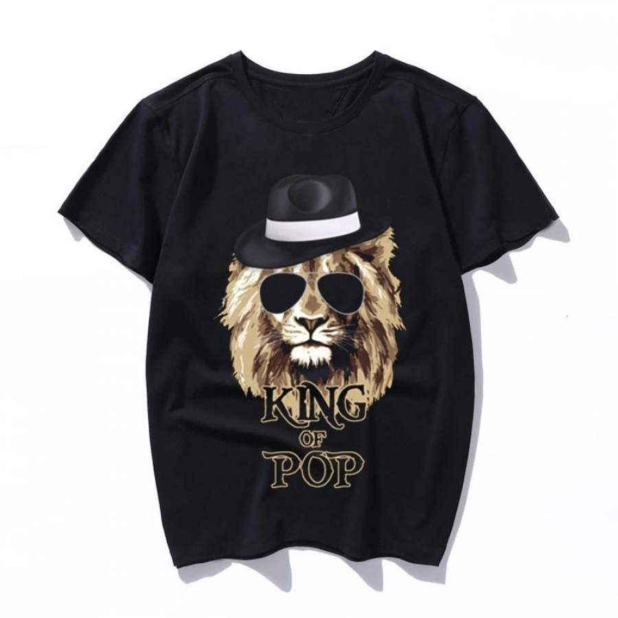 king of pop Kawaii Ullzang Harajuku Aesthetic T-shirt cartoon Print Short Sleeve Tops Tees Korean New Fashion Casual women’s men’s Clothing