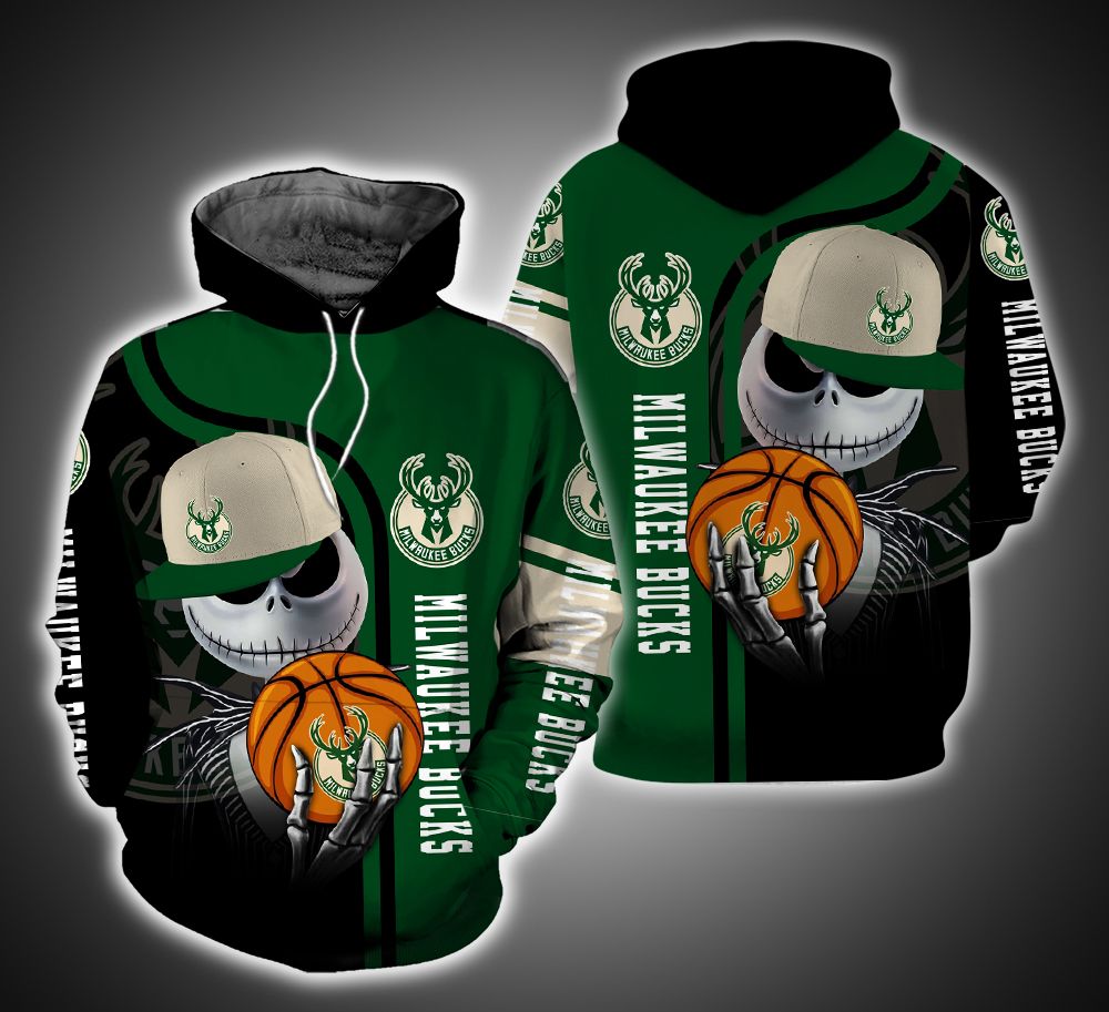 Milwaukee Bucks And Jack Skellington TA01 3D Printed Hoodie