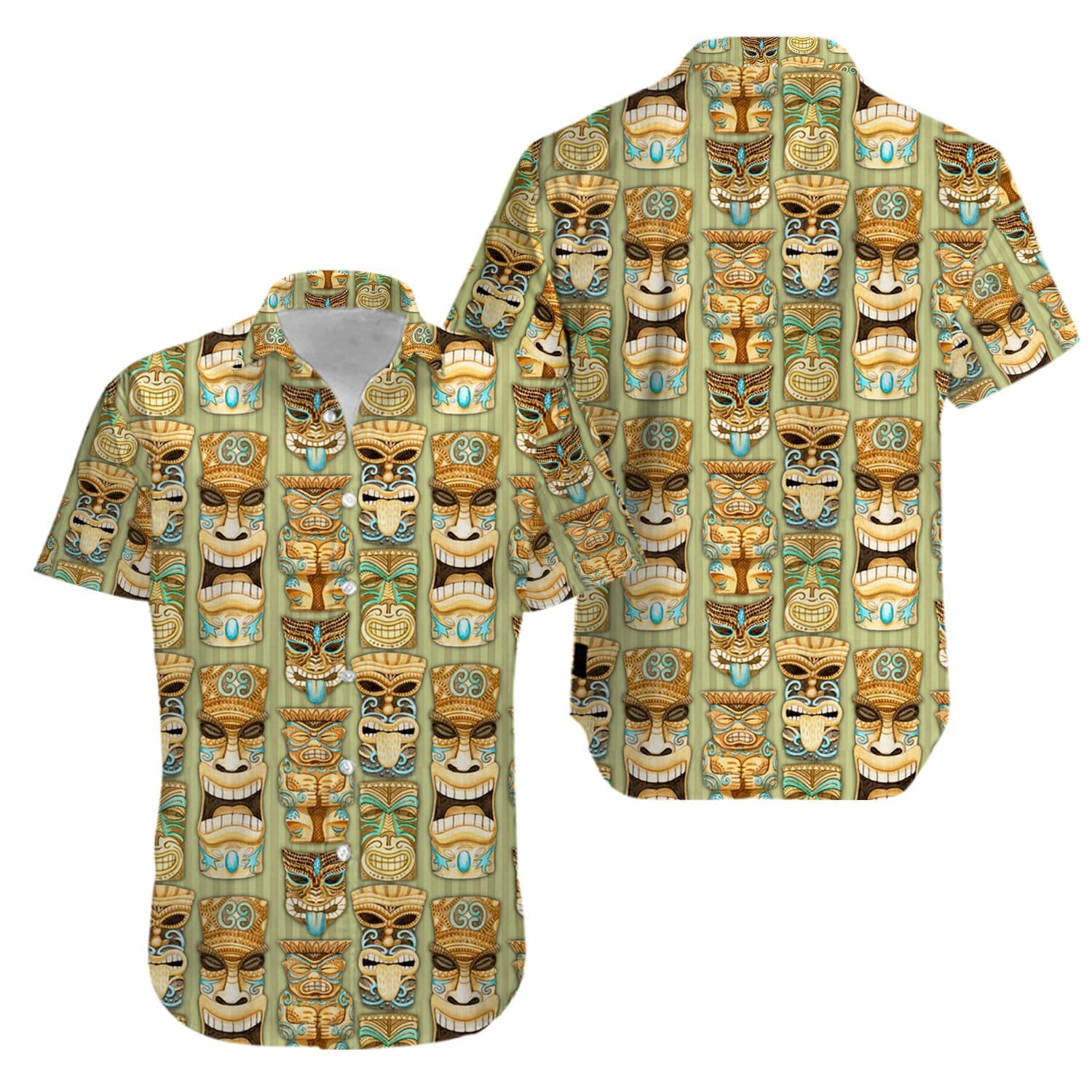 Tiki Mask Vintage Aloha Hawaii Shirts V Ha28319