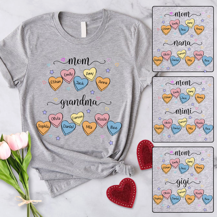 Personalized Mom Grandma Hearts Shirt