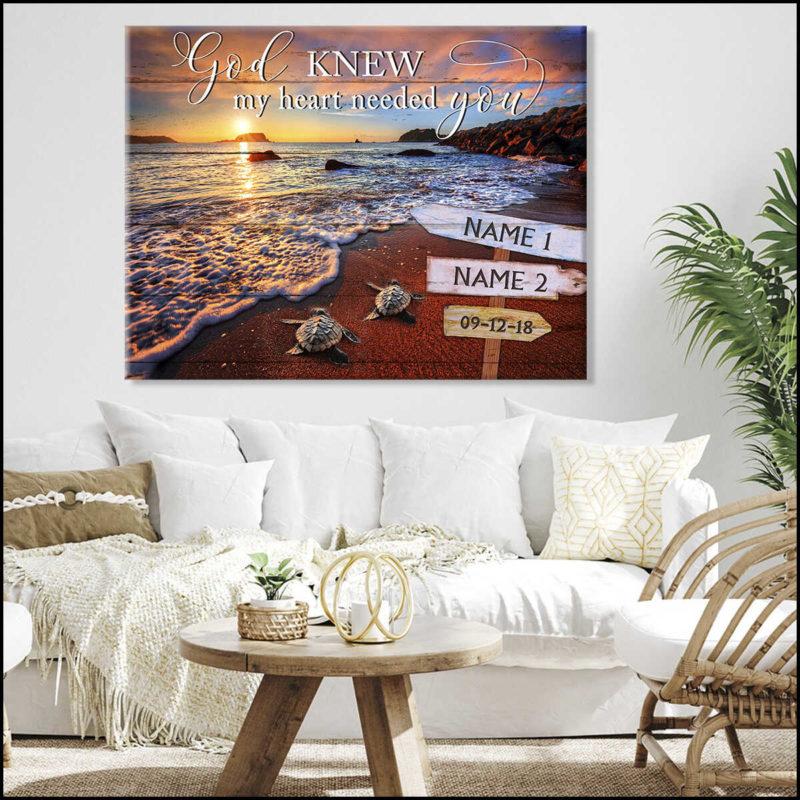 Personalized Couple Sea Turtle Canvas And Poster, Wall Decor, Canvas Instructure Wall Art – Gift For Couple – Gift For Her – Gift For Him