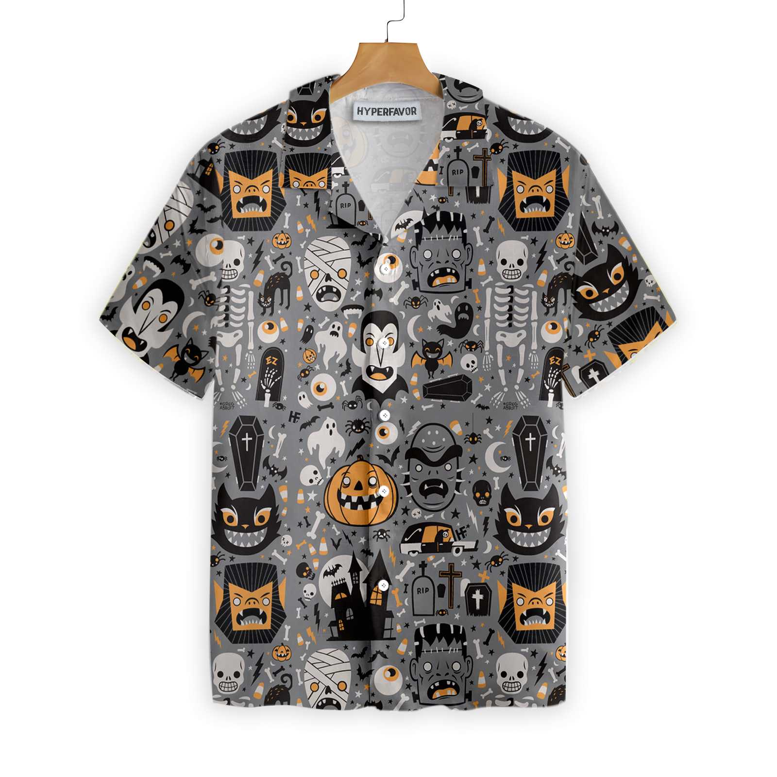 Doodle Pattern Happy Halloween Hawaii Shirt Ha80709