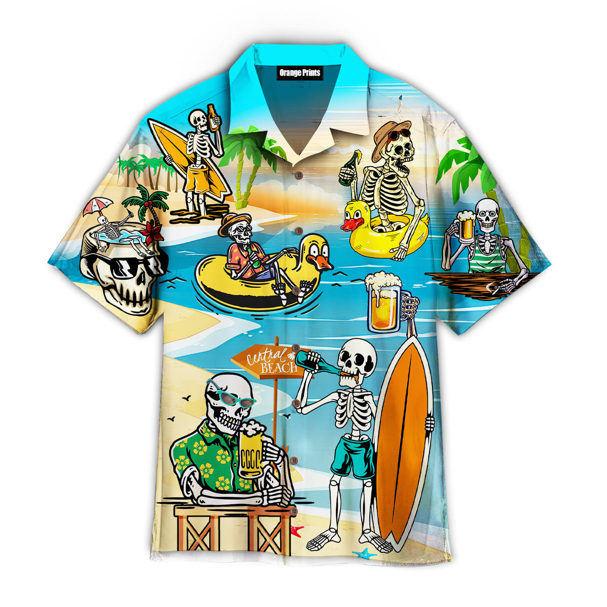 Skeleton Skull Relaxing On The Beach Summer Vacation Hawaii Shirt For Men And Women Ha104552