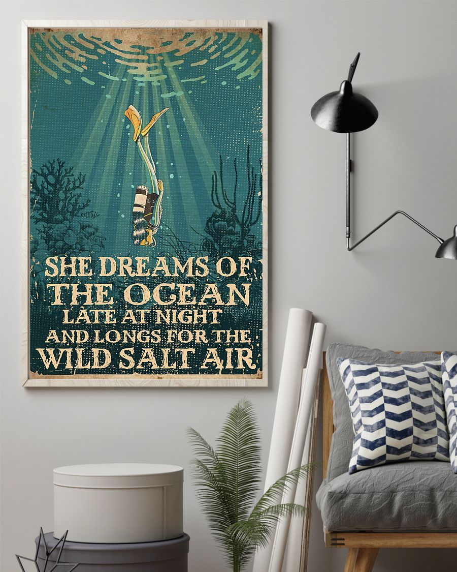 Scuba Diving She Dreams Of The Ocean Vertical Canvas And Poster | Wall Decor Visual Art
