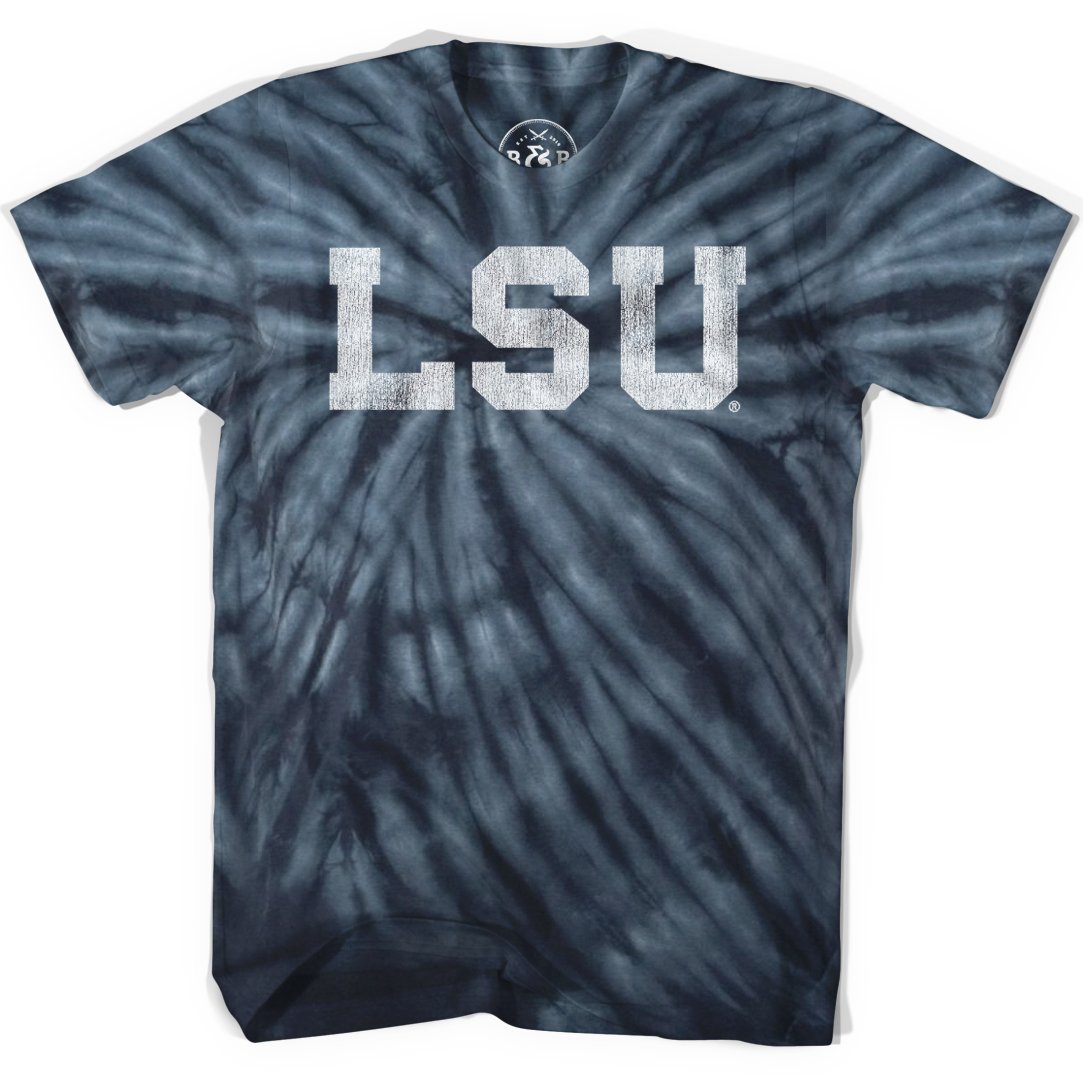 B&B Dry Goods LSU Tigers Athletic Block Heavyweight Tie-Dye T-Shirt – Black Spiral