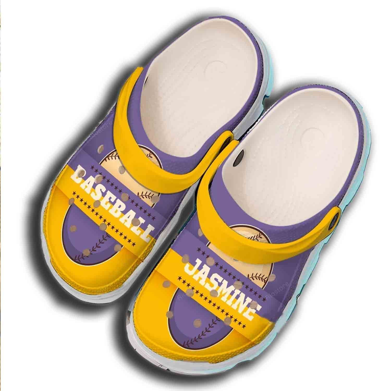Purple Baseball Ball Shoes Crocss For Batter-Funny Baseball Shoes Crocbland Clog  For Mens And Womens