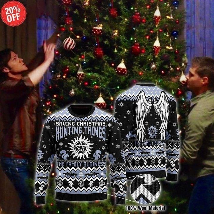 Saving Christmas Hunting Things Ugly Christmas Sweater | Unisex | Adult | Us3047