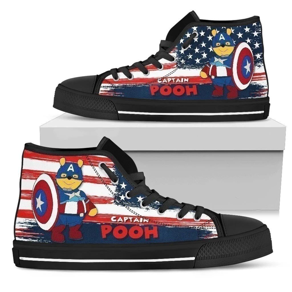 Captain Pooh Sneakers High Top Shoes American Flag High Top Shoes VA95