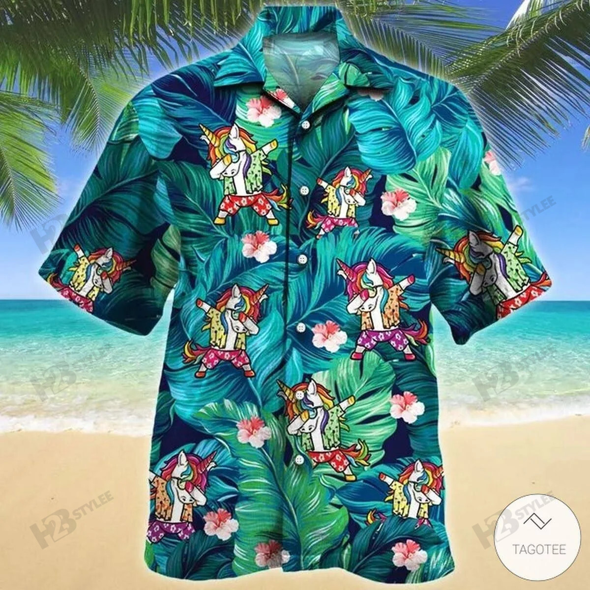 Unicorn Dabbing Summer Tropical Hawaii Aloha All Over Printed Hawaii Shirt Size S Ha105957