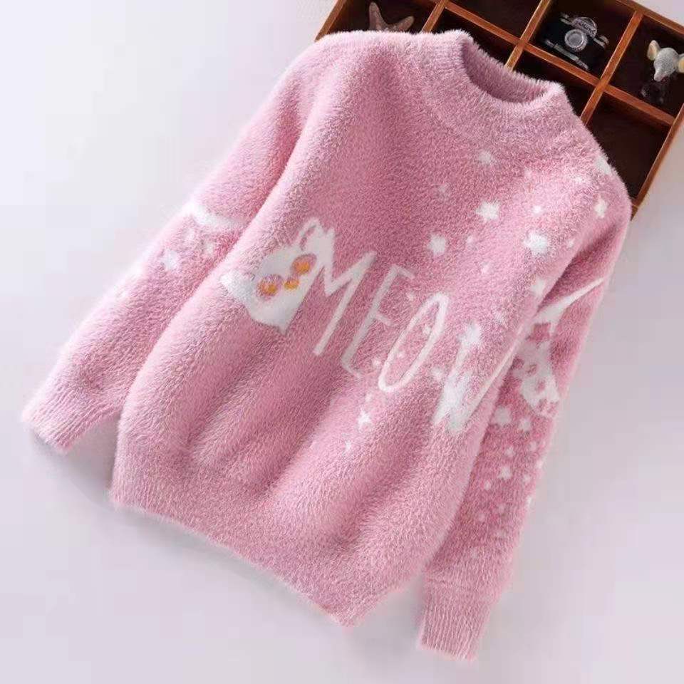 2022 New Sweater for Kids Winter Clothes Girls Sweaters Thicken Pullover Warm Children Outwear Autumn and Winter alx