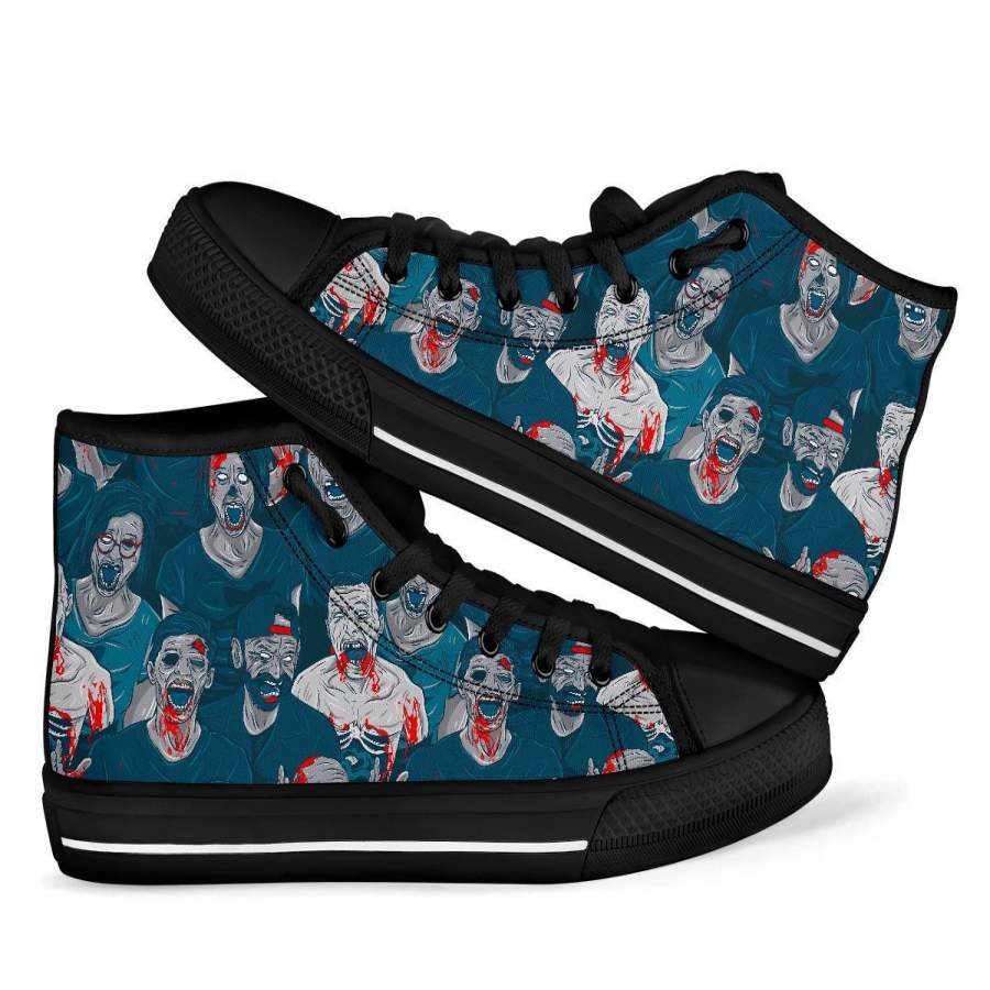 Zombie Halloween Pattern Print Men Women’s High Top Shoes