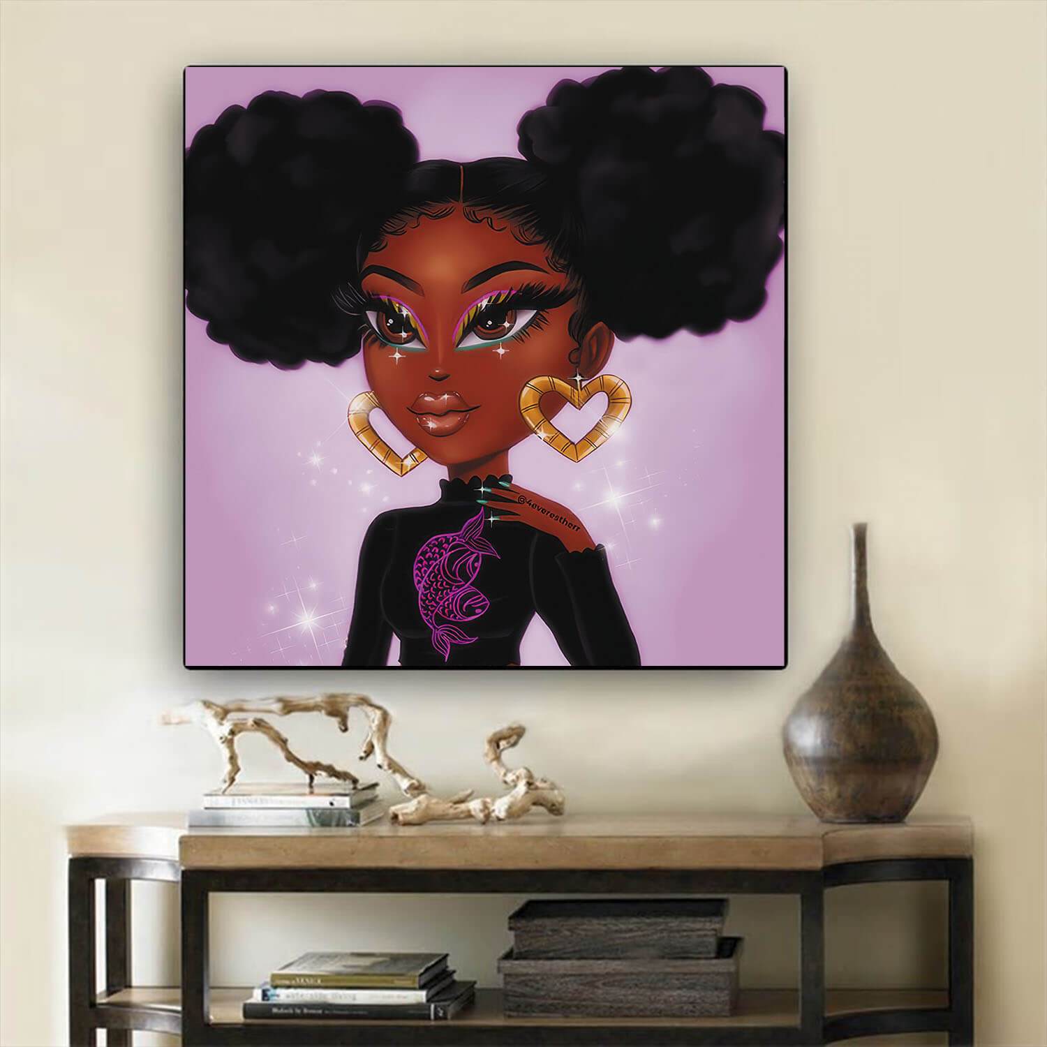 Black History Art Beautiful Melanin Girl African Canvas Afrocentric Home Decor BPS10276