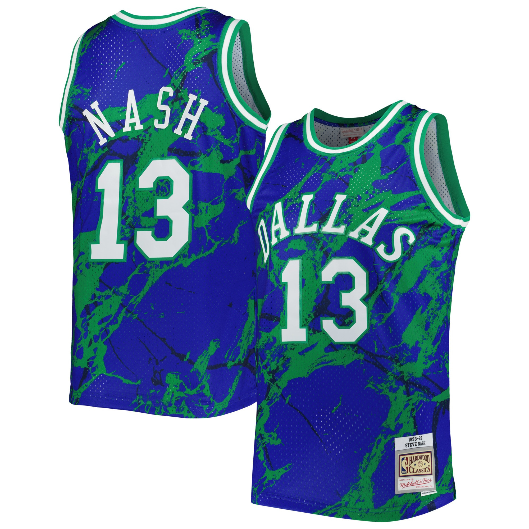 Steve Nash Dallas Mavericks Mitchell & Ness 1998-99 Hardwood Classics Marble Swingman Jersey – Blue NBA