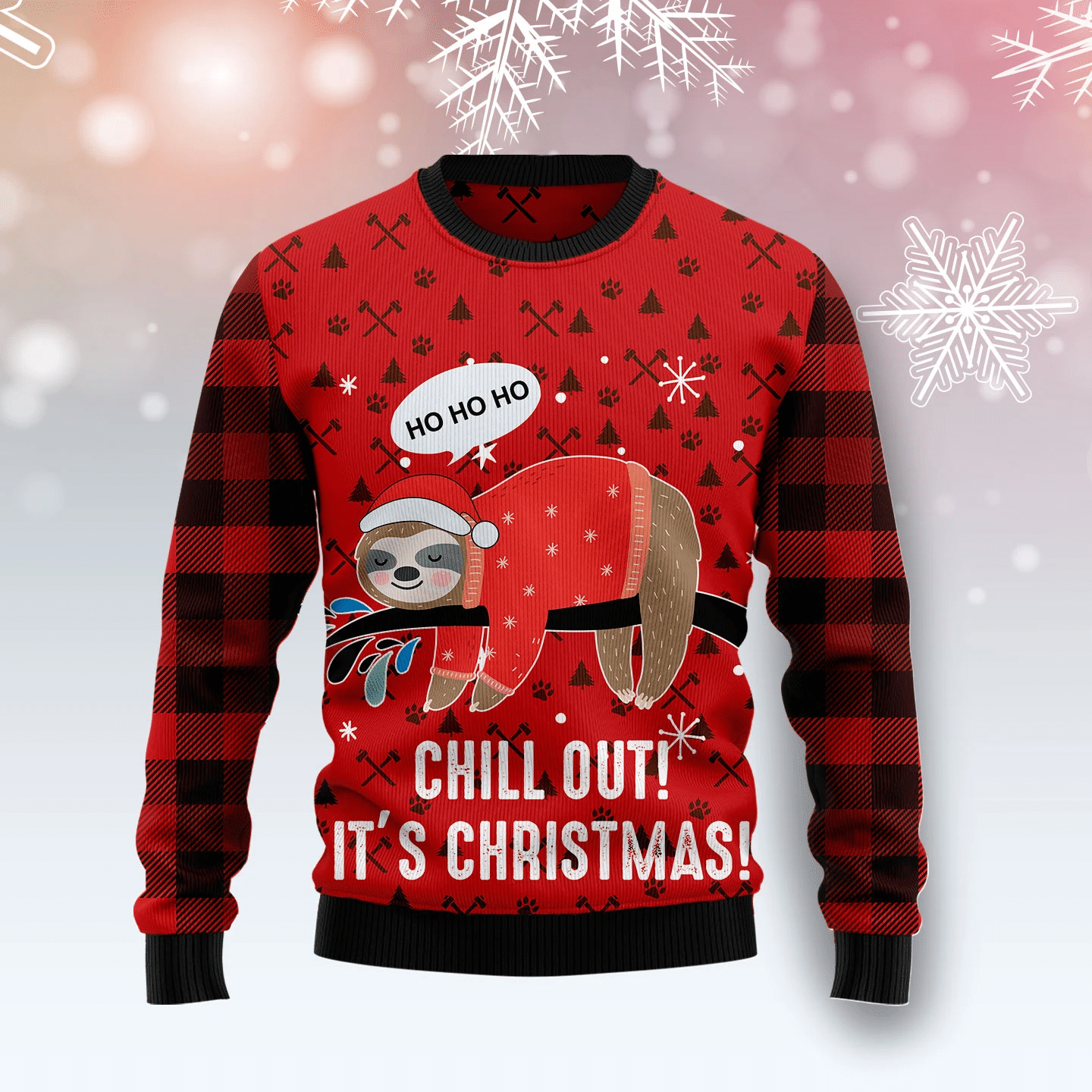 Sloth Chill Out Christmas Ugly Sweater