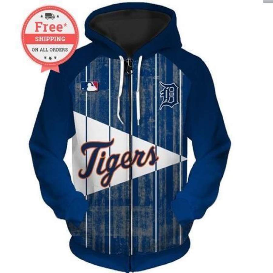 Detroit Tigers Baseball Team Zip Up Hoodie Unisex 3D All Over Print