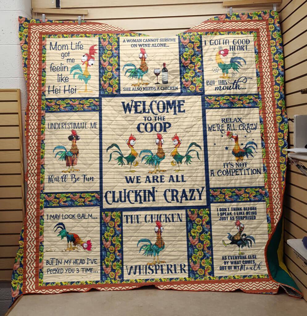 Welcome To The Coop We Are All Cluckin Crazy Farm Fleece Blanket Kids Gift Ideas – Fleece Adult, Blanket Sofa Bed