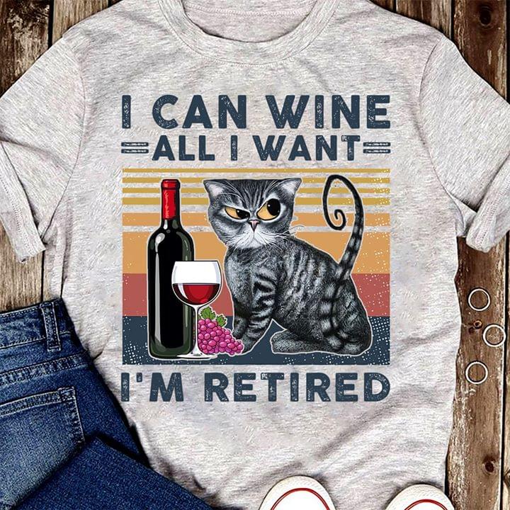 Cat I Can Wine All I Want Im Retired Standard Men T-shirt