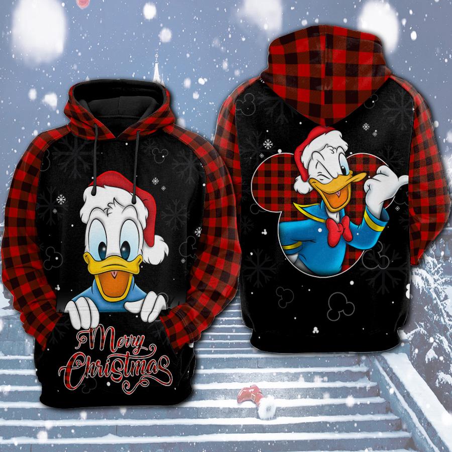 Unifinz Dn Christmas Hoodie Christmas Hat Donald Duck Merry Christmas Hoodie 2022