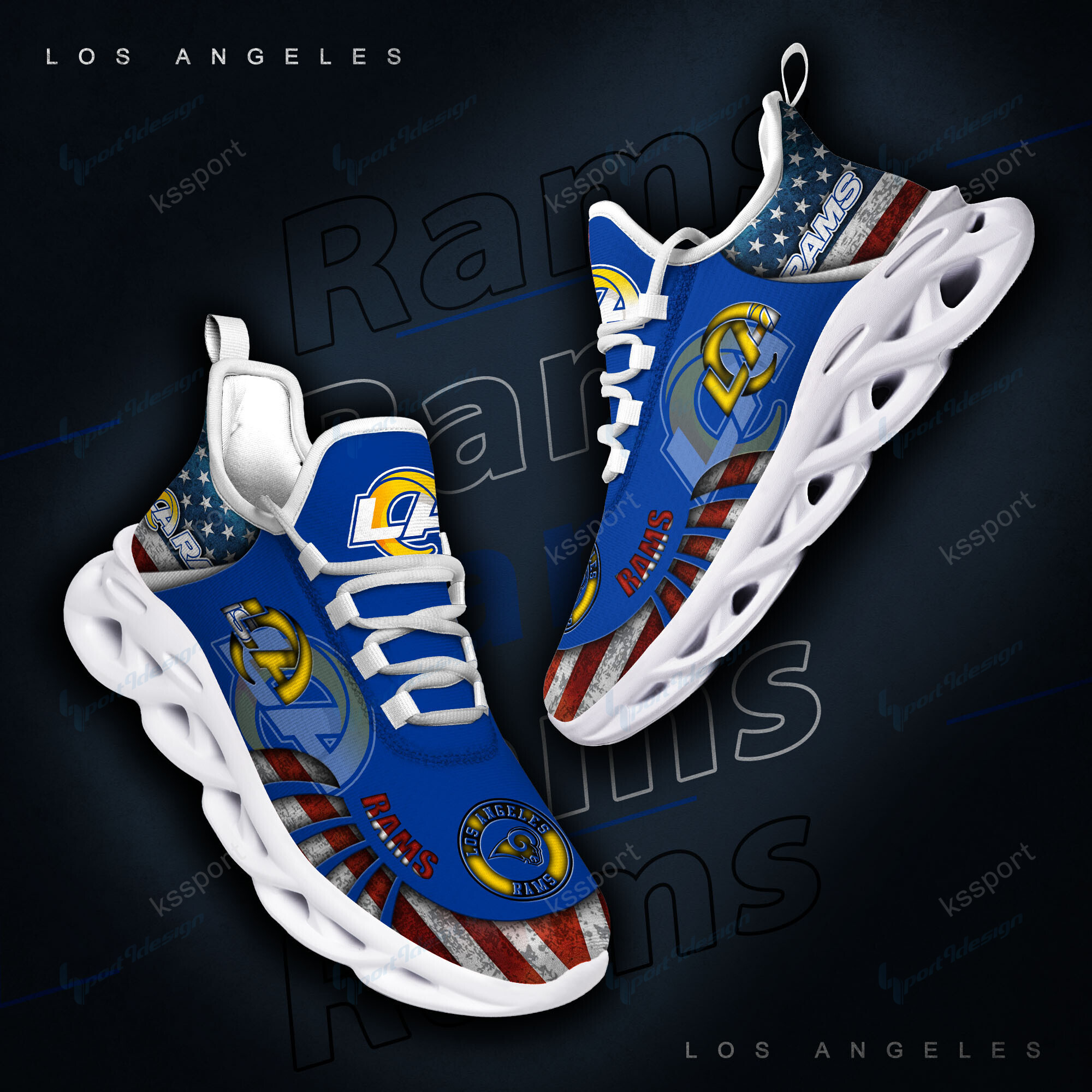 Los Angeles Rams Yezy Running Sneakers Bg821