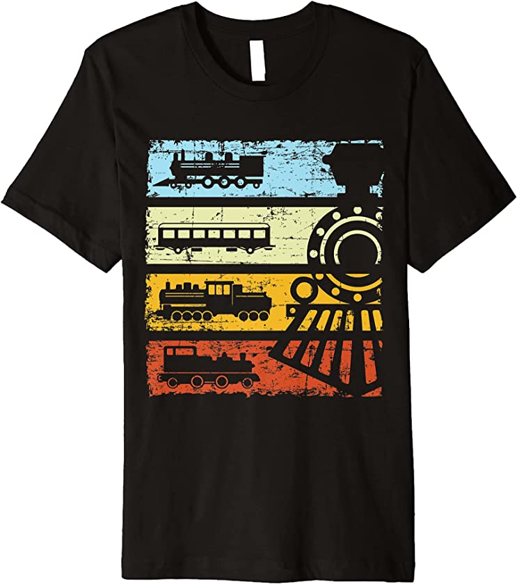 Vintage Train T-shirt Railway Locomotive Retro Train Premium T-Shirt