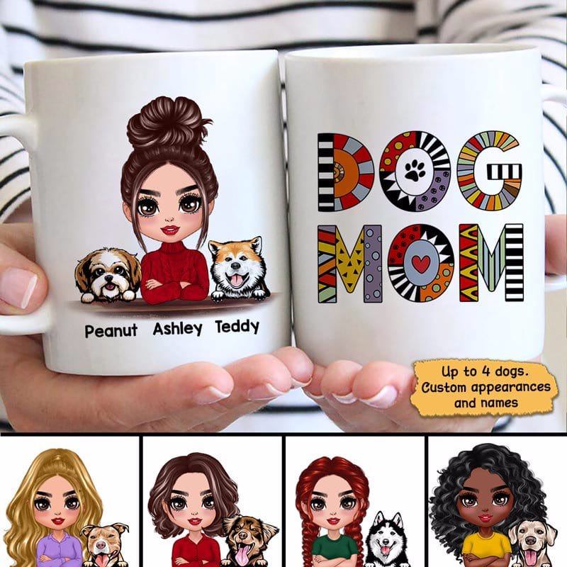 Dog Mom Colorful Pattern Doll Girl Personalized Mug