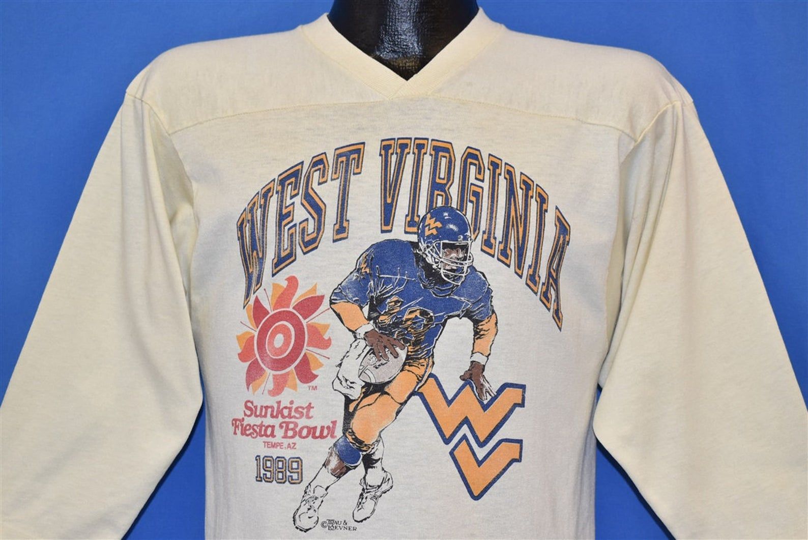 80S West Virginia Mountaineers Fiesta Bowl 1989 Carion 18 College Football T-Shirt