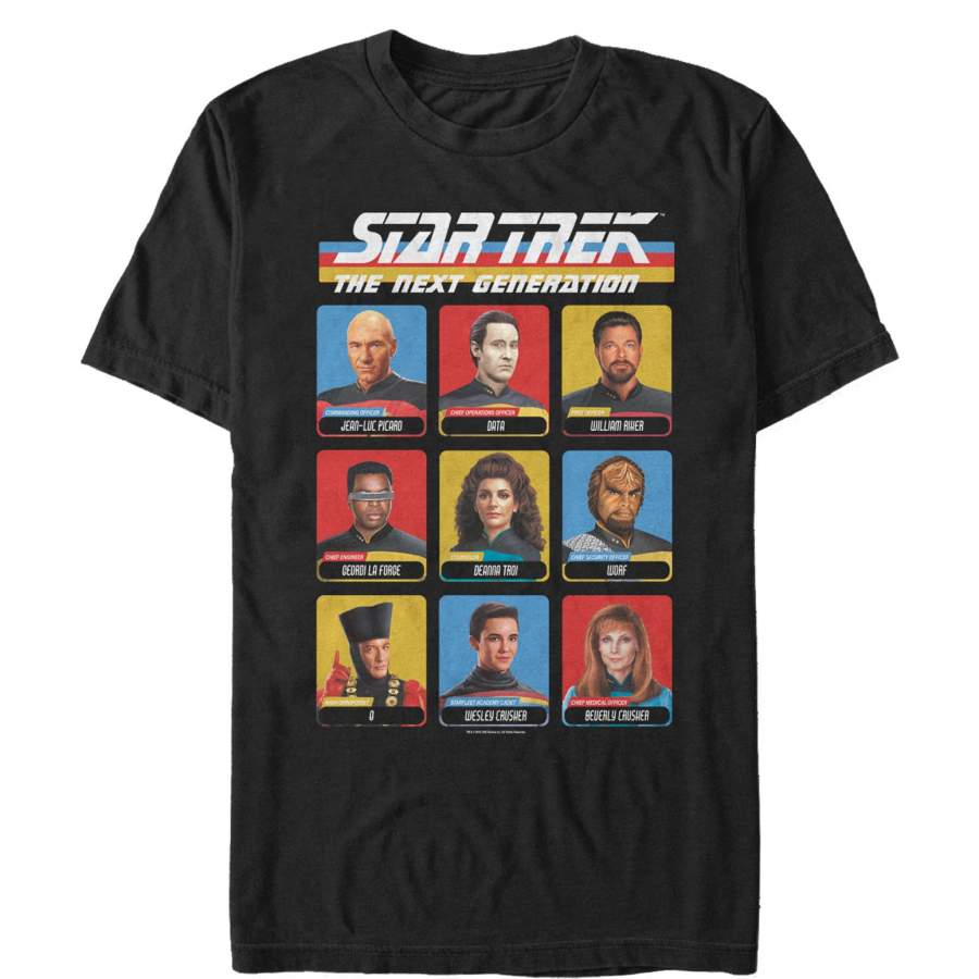 Star Trek Men’s Next Generation Crew Playing Cards  T Shirt