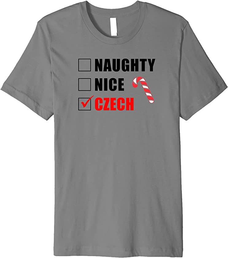 Naughty Nice Czech Candy Cane Christmas Santa List Premium T-Shirt