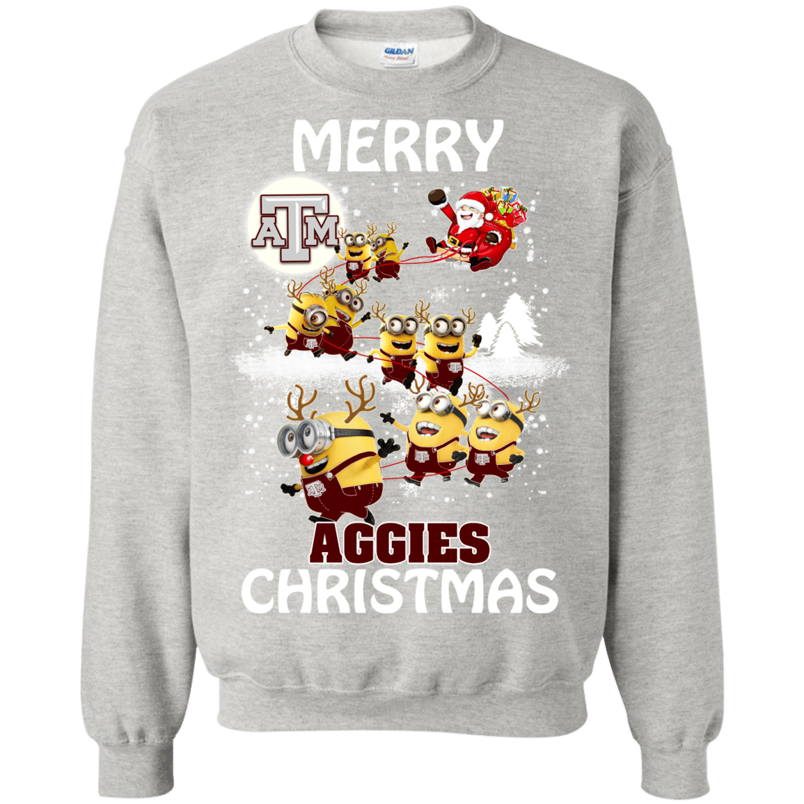 Check out this awesome Texas A_amp_m Aggies Ugly Christmas Sweaters Minions Santa Claus Merry Christmas Sweatshirt