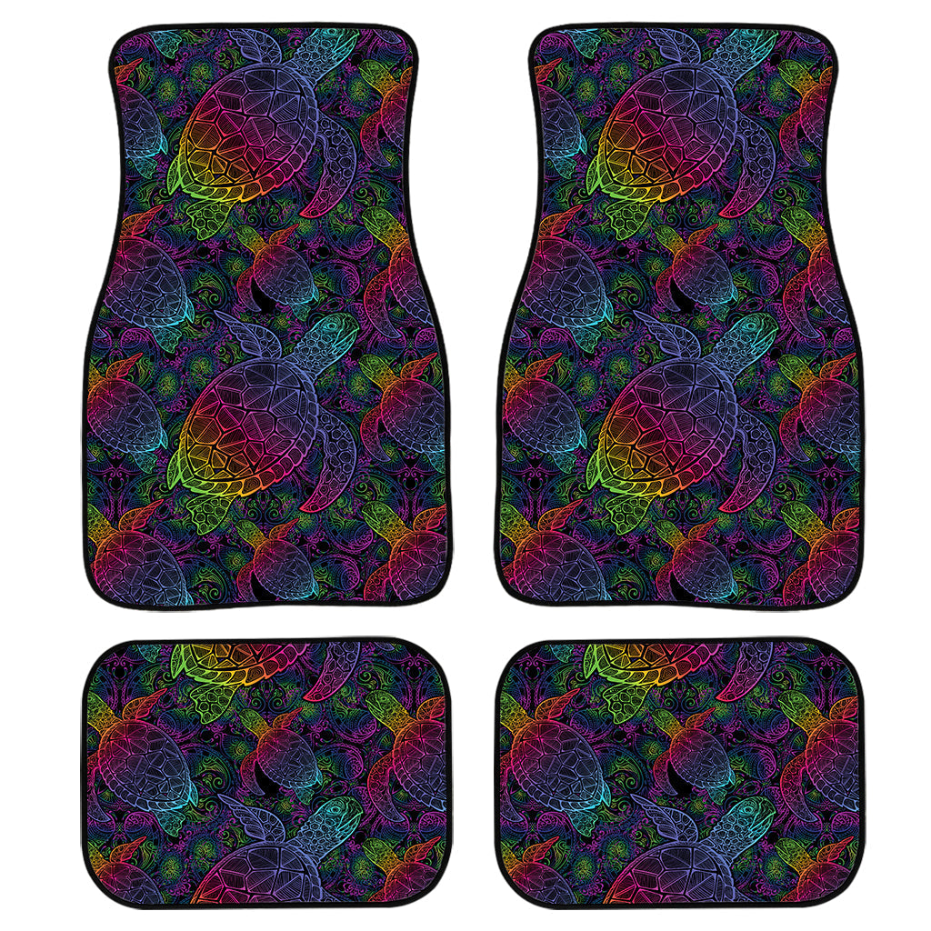 Colorful Sea Turtle Pattern Print Front And Back Car Floor Mats, Front Car Mat