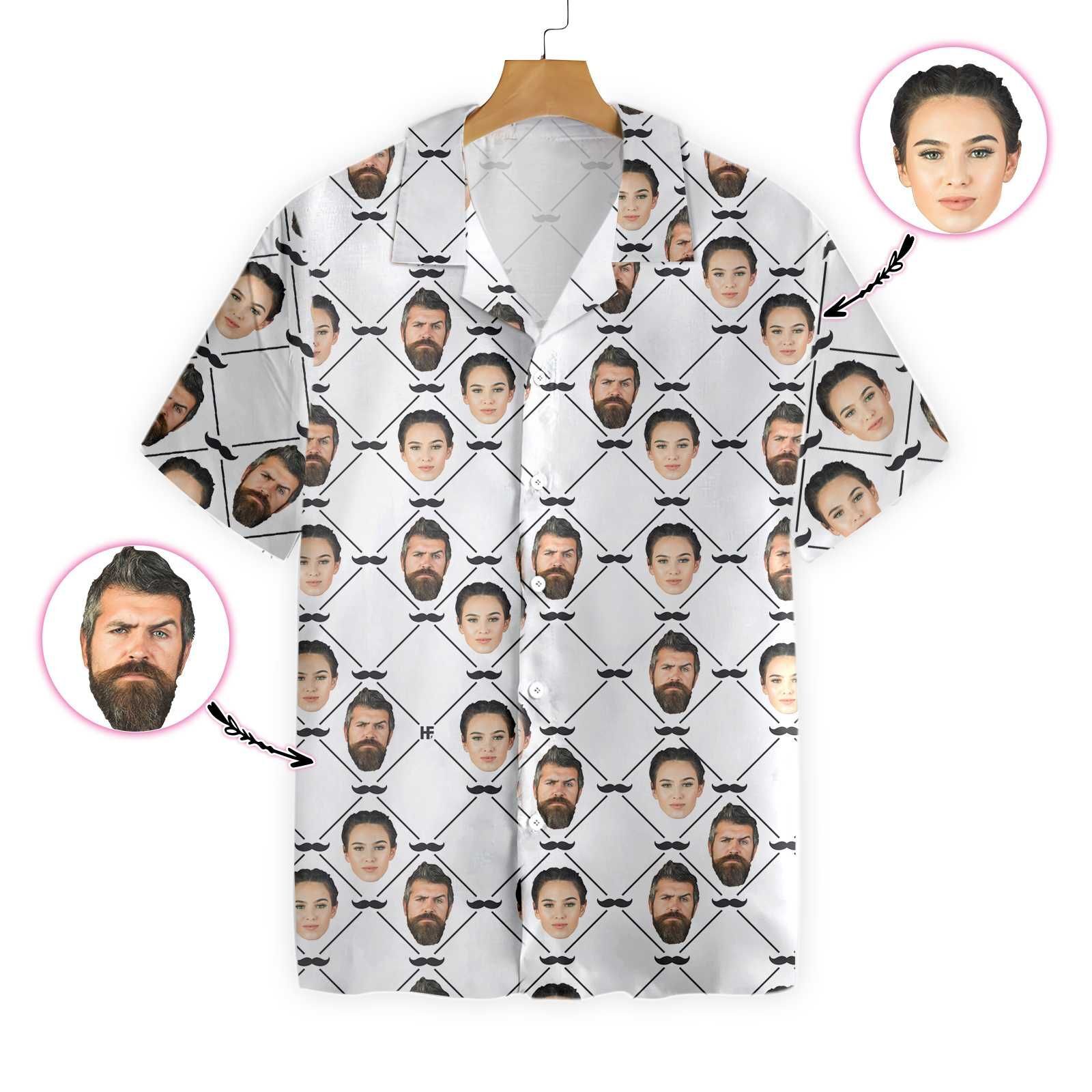 Beard Personalized Couples Face Ez16 0901 Custom Hawaiian Shirt