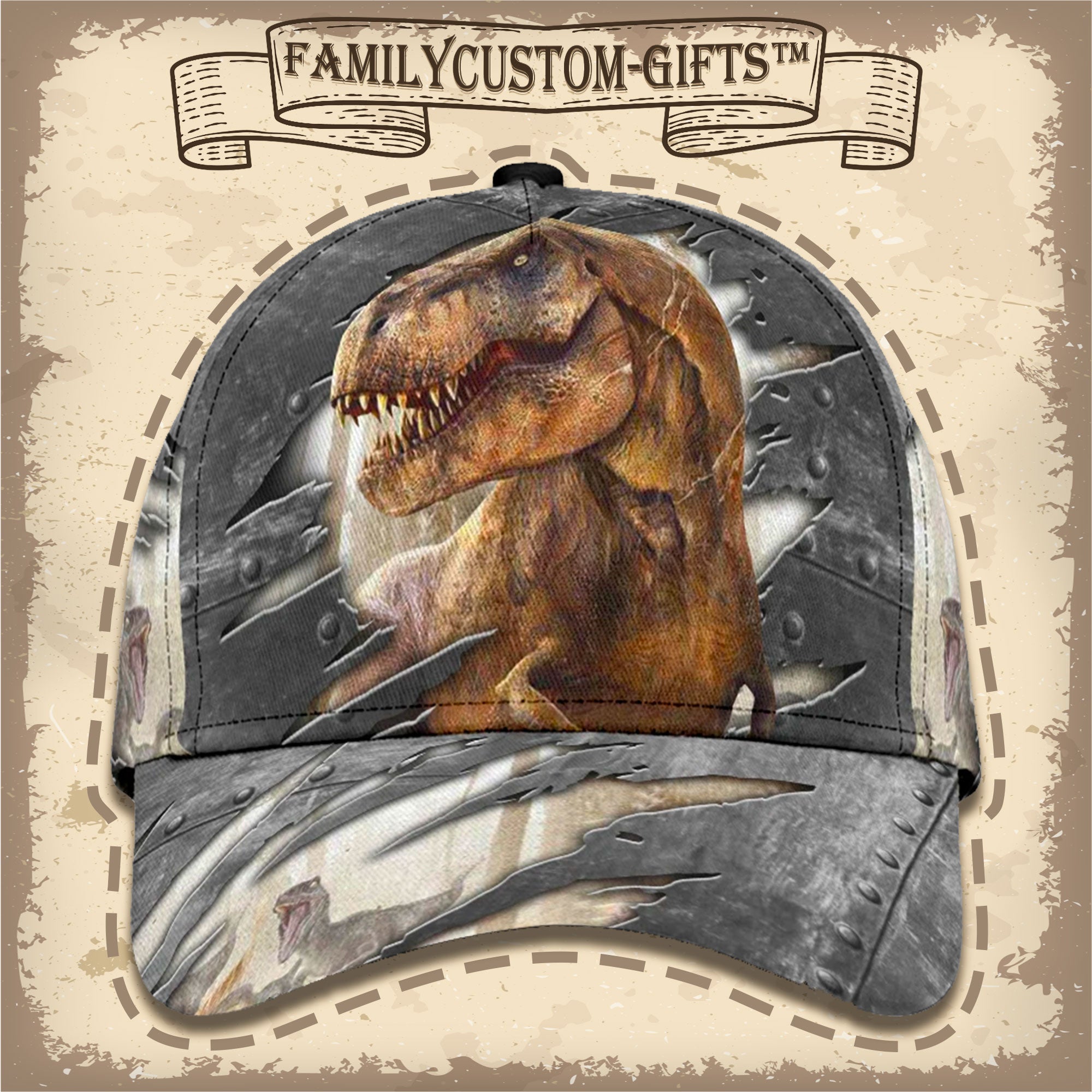 3D Dinosaur Custom Hats For Men & Women 3D Prints Personalized Baseball Caps