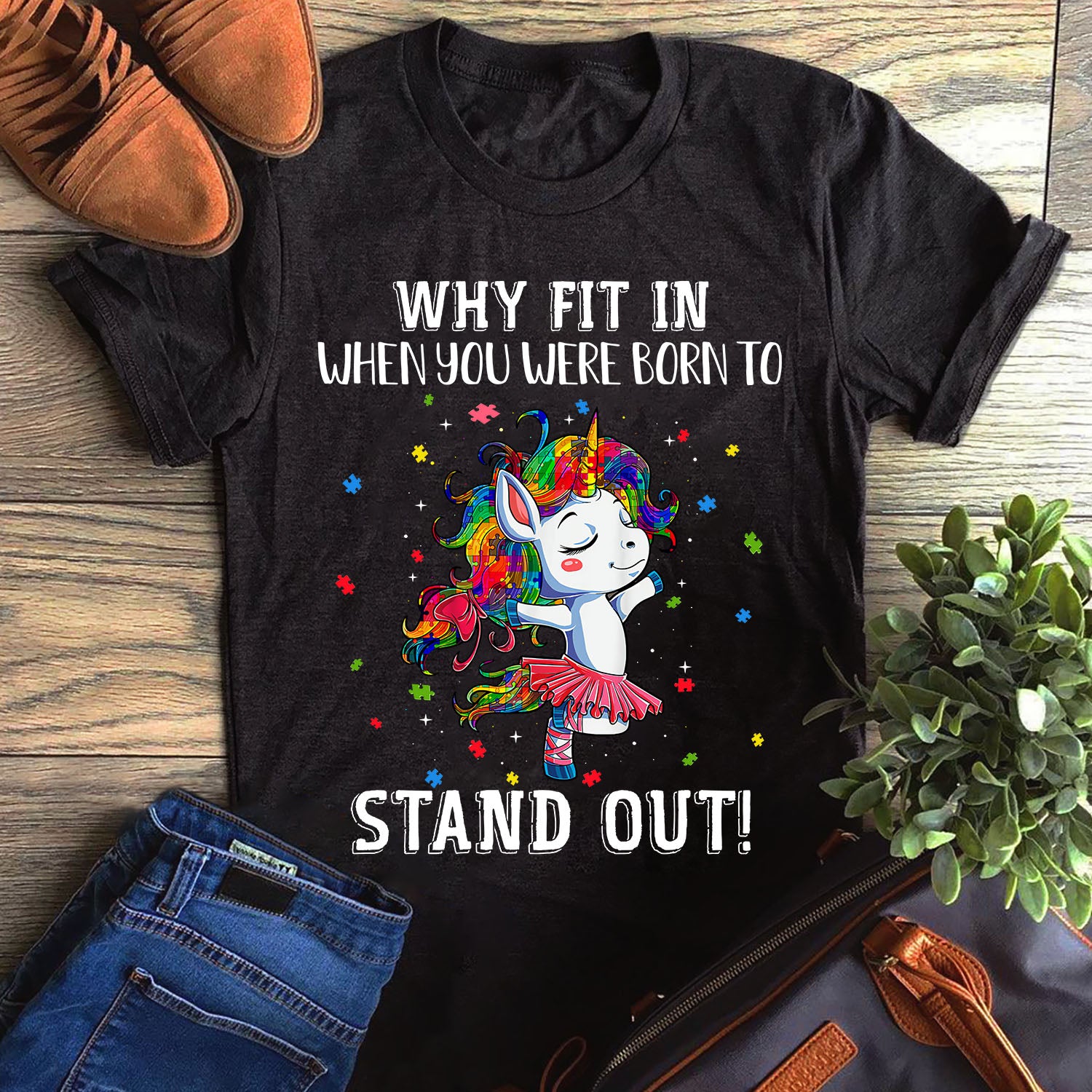 Why Fit In When You Were To Stand Out Funny Unicorn Autism Graphic Unisex T Shirt, Sweatshirt, Hoodie Size S – 5XL