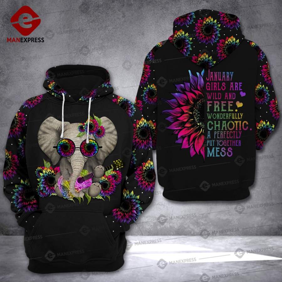 LKH JANUARY GIRL ELEPHANT CHAOTIC HOODIE 3D PRINT HVQ1505