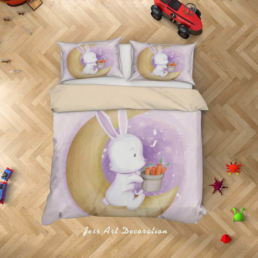 3D Purple Rabbit Moon Carrot Quilt Cover Set Bedding Set Duvet Cover Pillowcases SF68