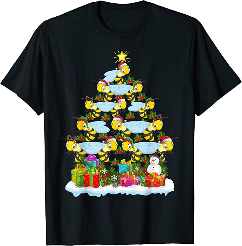 Wasp Lover Xmas Holiday Funny Wasp Christmas Tree T-Shirt