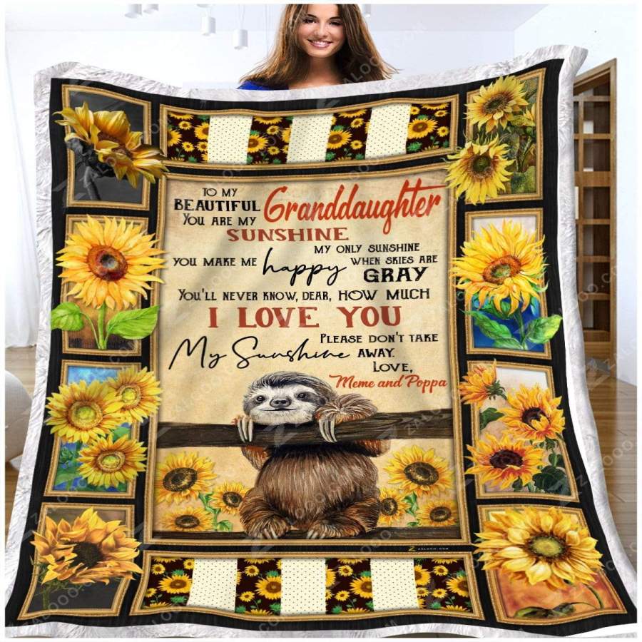 Sloth Blanket Gift For Granddaughter You Are My Sunshine My Only Sunshine