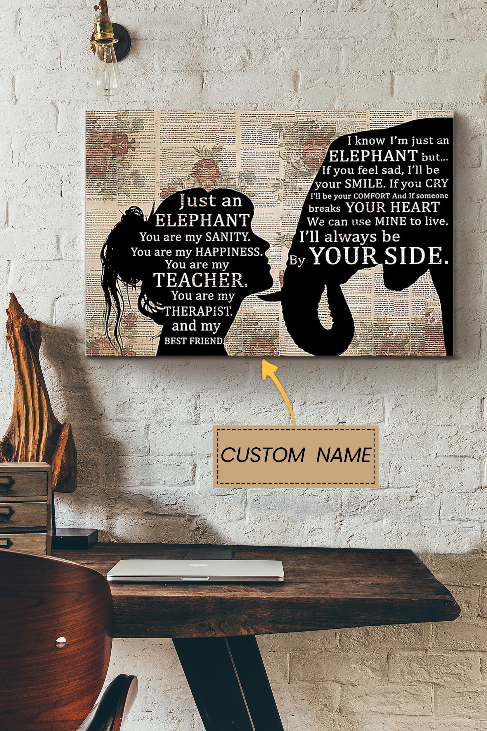 Just An Elephant Personalized Poster – Animal Wall Art – Gift For Elephant Lover Elephant Foster Zoo Decor Poster