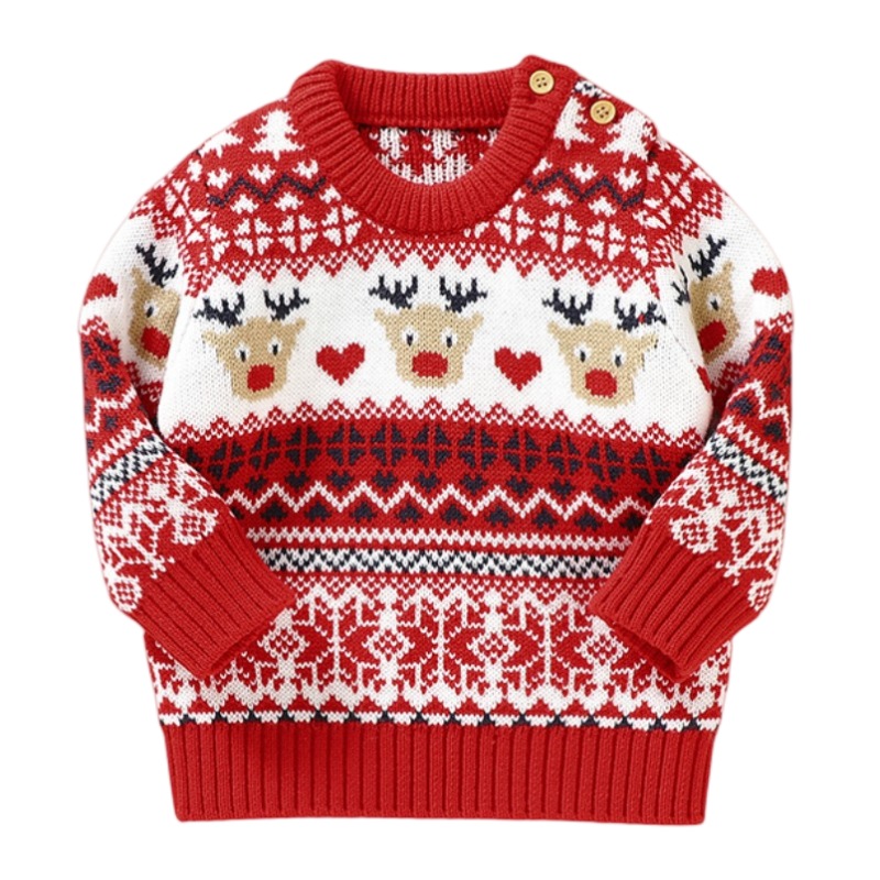 2022 Winter Clothes Baby Sweaters Children Red Christmas Knitted Full Sleeve Newborn Pullovers Infant Boys Girls Jumpers Tops alx