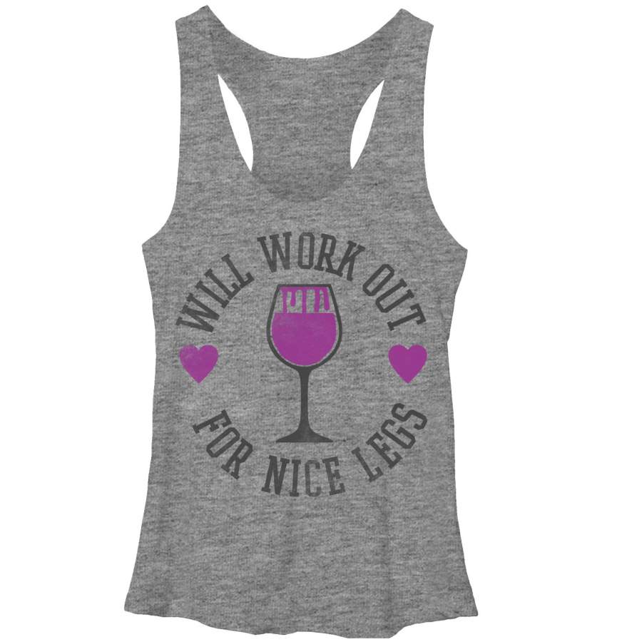 CHIN UP Women’s Will Work Out for Nice Legs  Racerback Tank Gray Heather