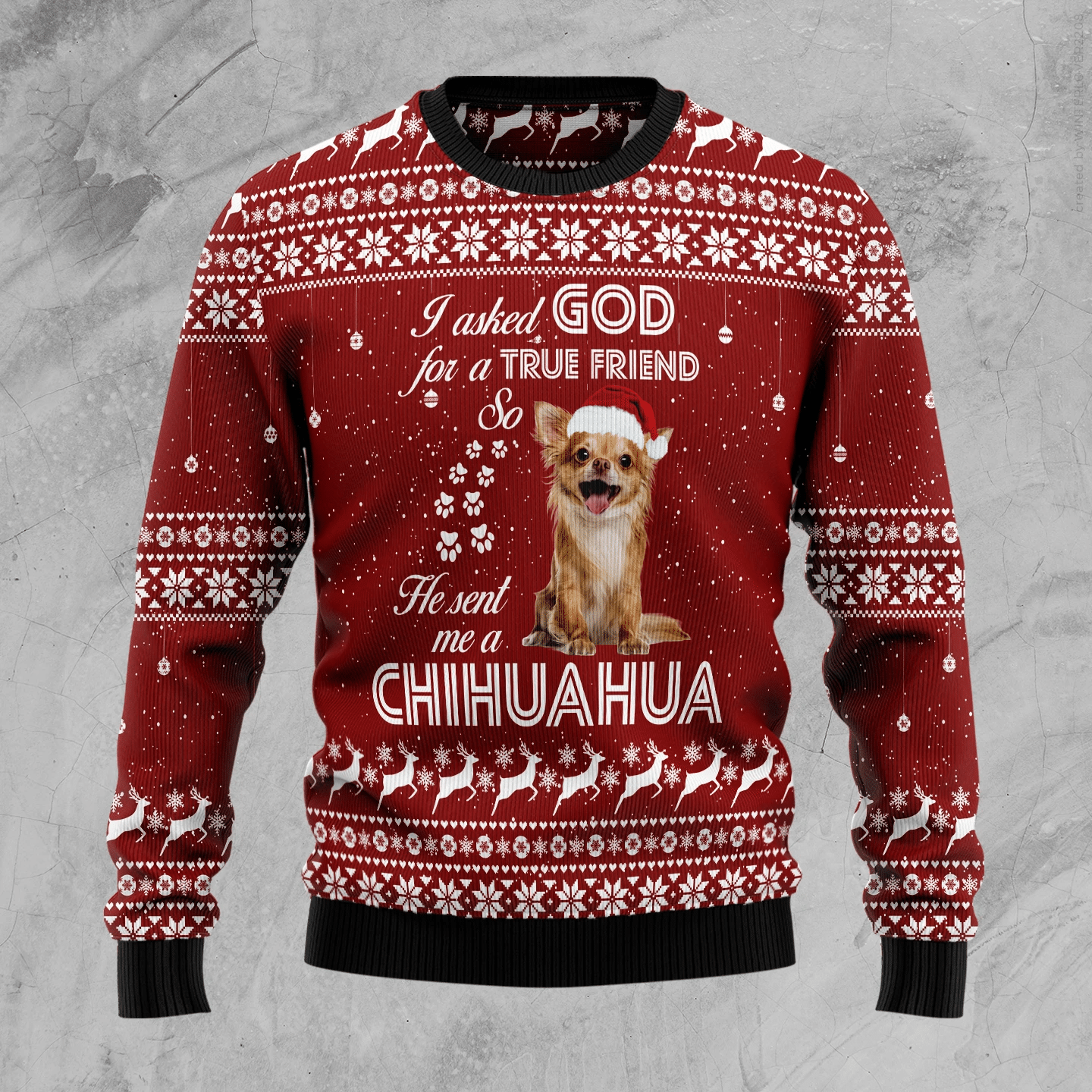 Chihuahua True Friend Christmas Ugly Sweater