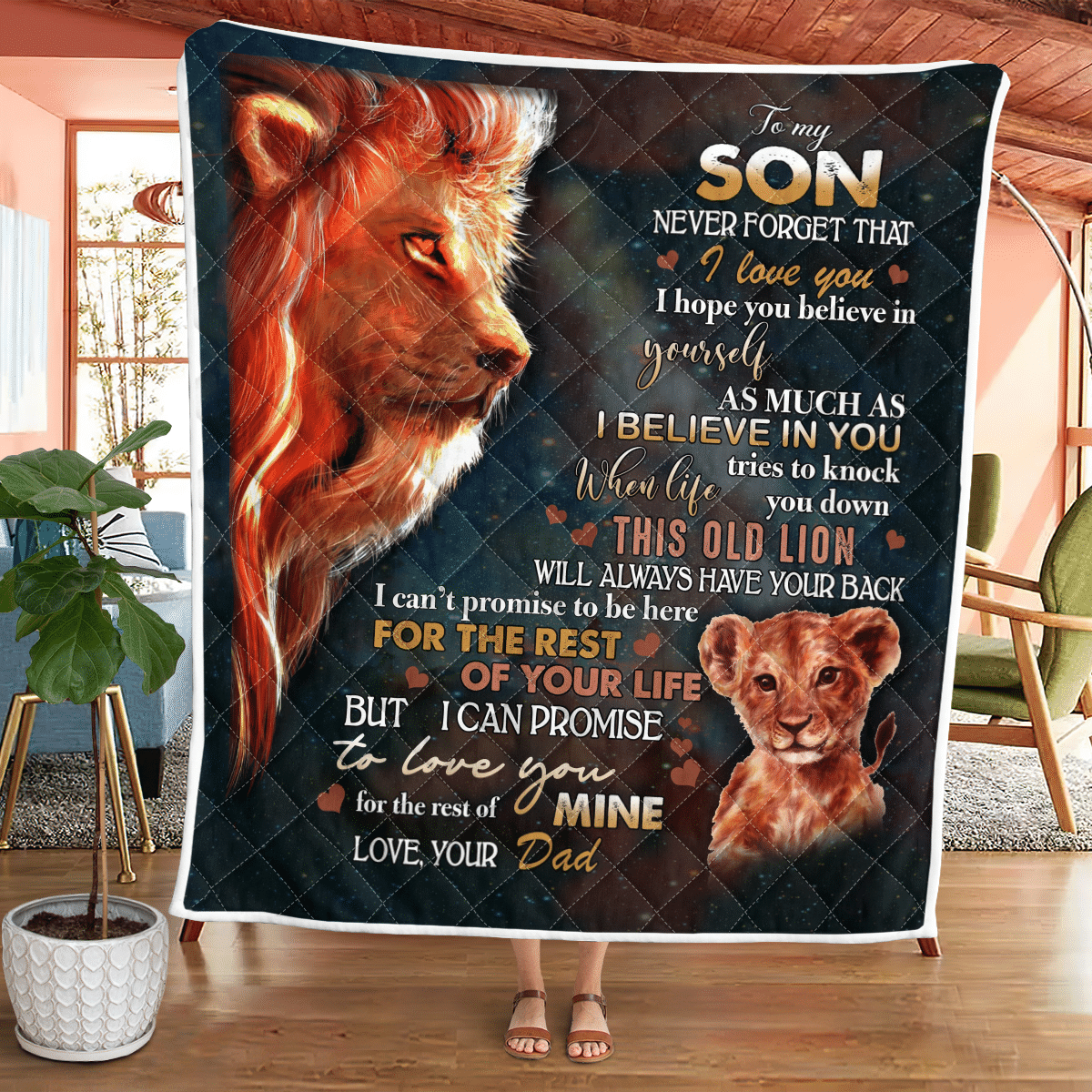 To My Son, Lion Quilt Wq080322199