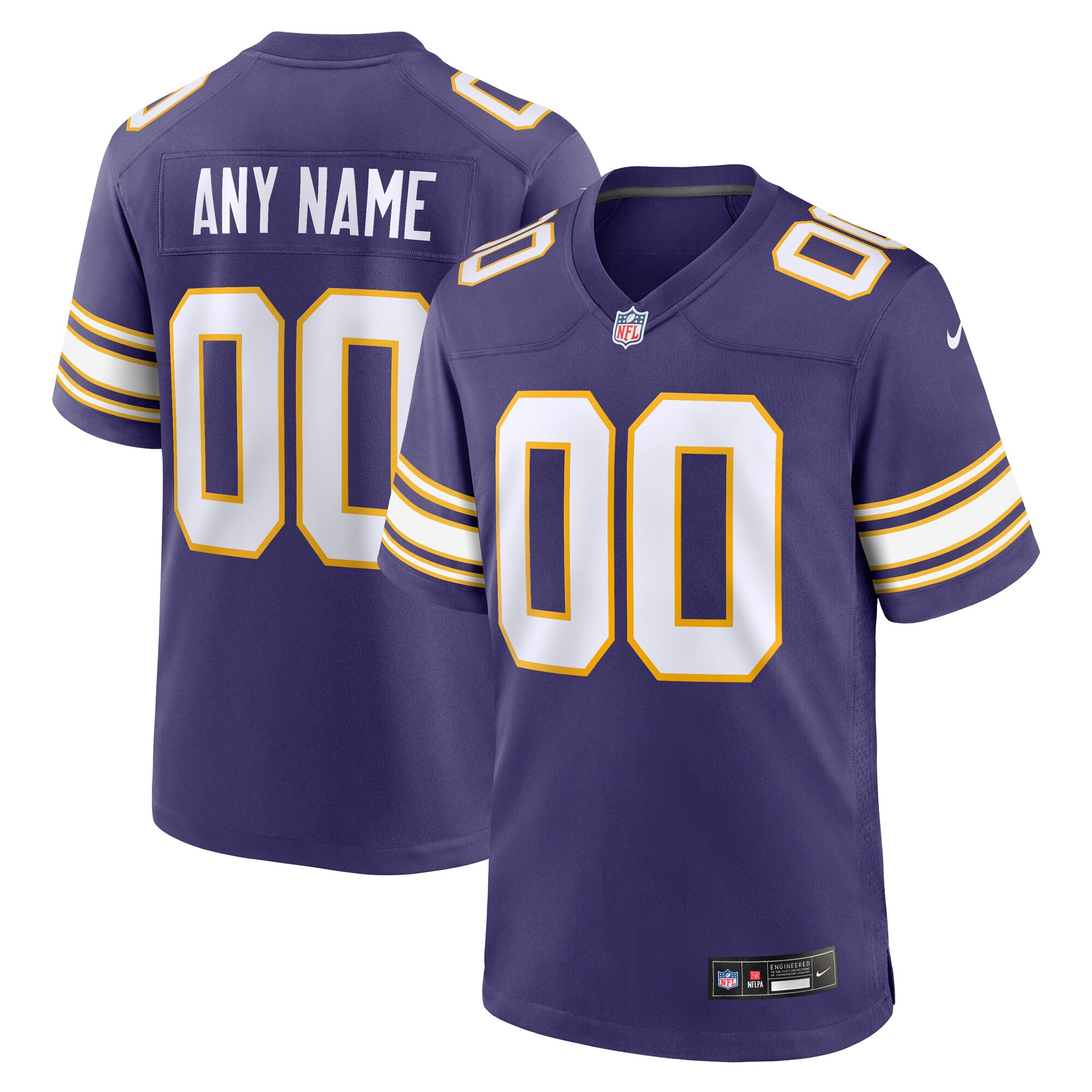 Men’s Minnesota Vikings Purple Classic Custom Game Jersey