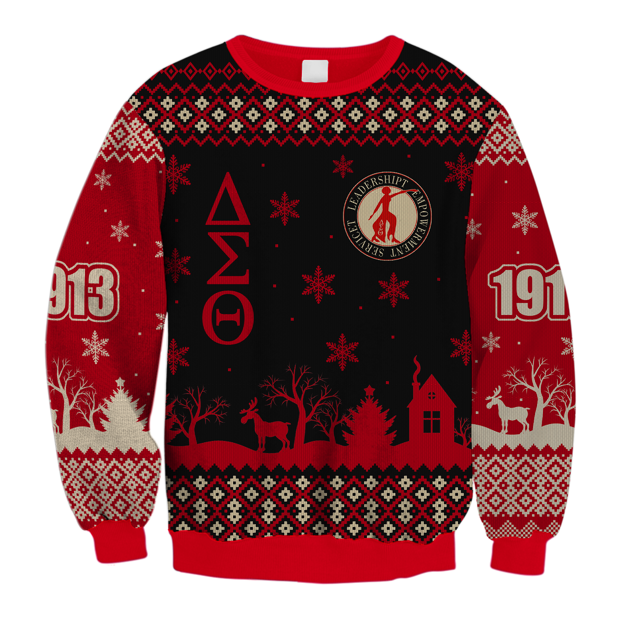 Greek Life Sweatshirt – Lux Delta Sigma Theta Scenery Christmas Crewneck Sweatshirt J5