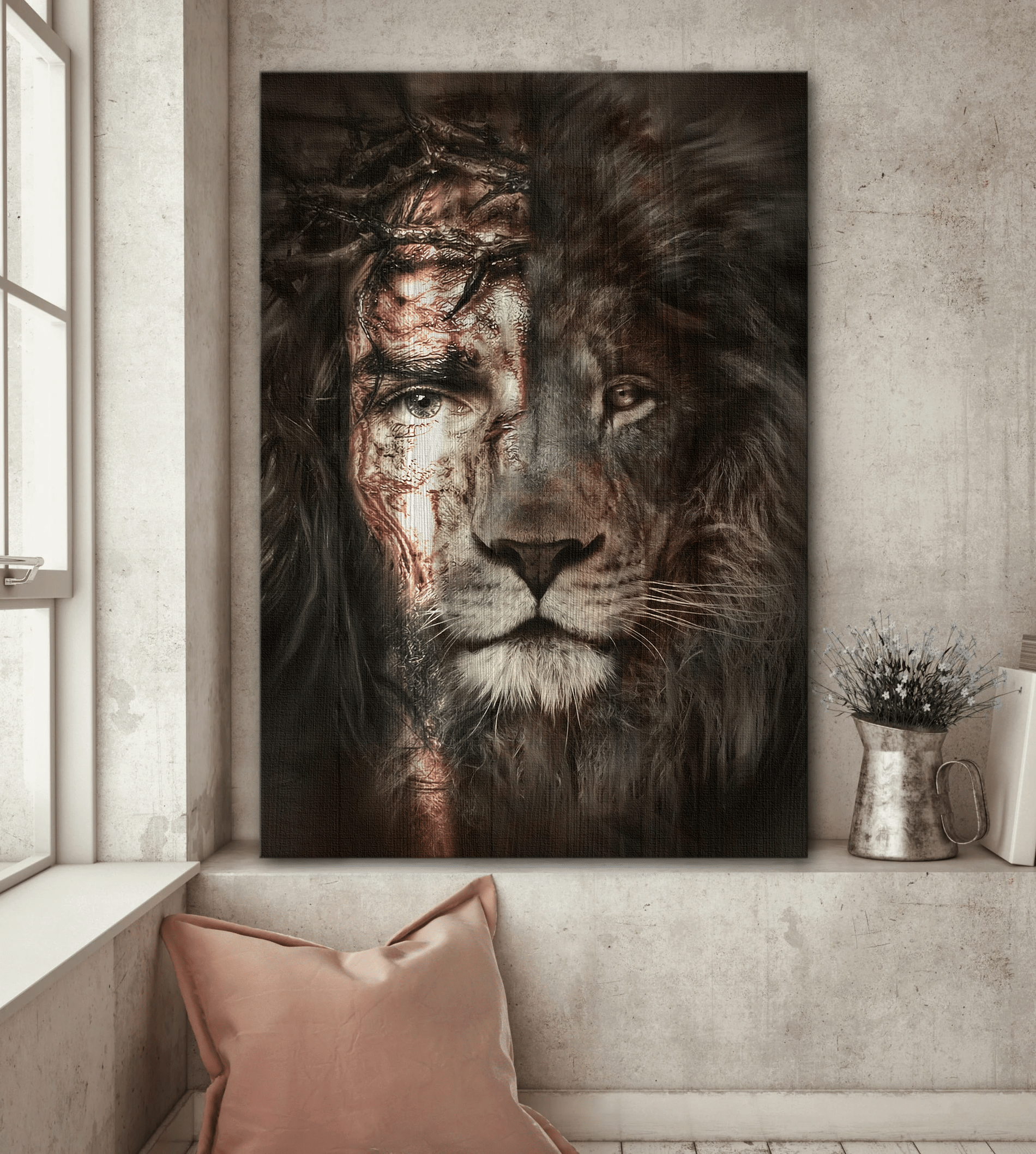 Tmarc Tee Jesus And Lion Portrait Canvas Print – Wall Art